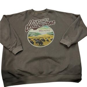Wild Wonders of Yellowstone Graphic Sweater - Gray